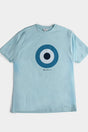 Ben Sherman Summit Target Tee - Flat Lay View of Light Blue Crewneck T-Shirt with Target Print

