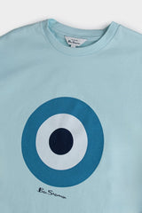 Ben Sherman Summit Target Tee - Close-Up of Concentric Circle Target Print on Light Blue Fabric
