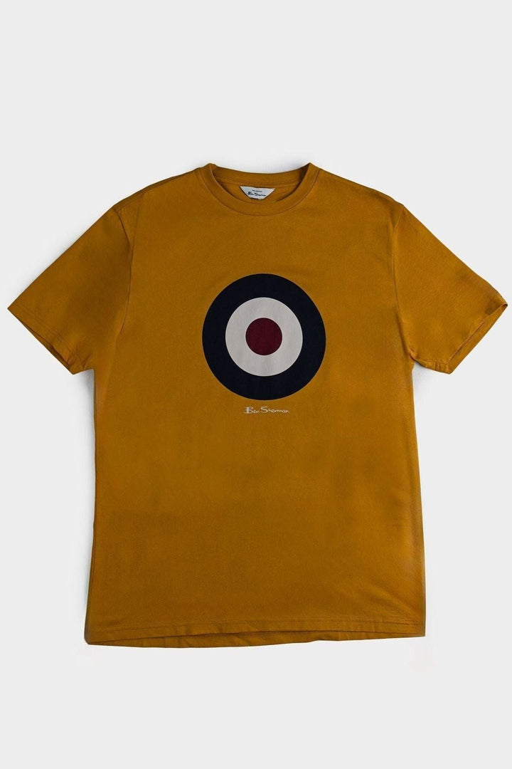 Ben Sherman Target Tee in Dijon Yellow – Flat lay product shot of men&