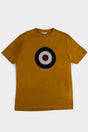 Ben Sherman Target Tee in Dijon Yellow – Flat lay product shot of men's cotton crew neck t-shirt with iconic target chest print