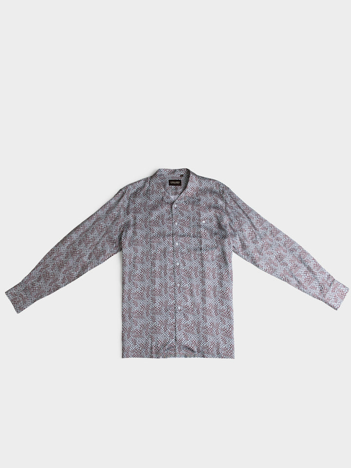 Toni Tencel Print Long Sleeve Shirt - Wine Multi - view 4