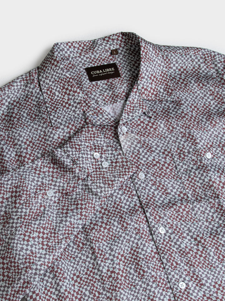 Toni Tencel Print Long Sleeve Shirt - Wine Multi - view 5