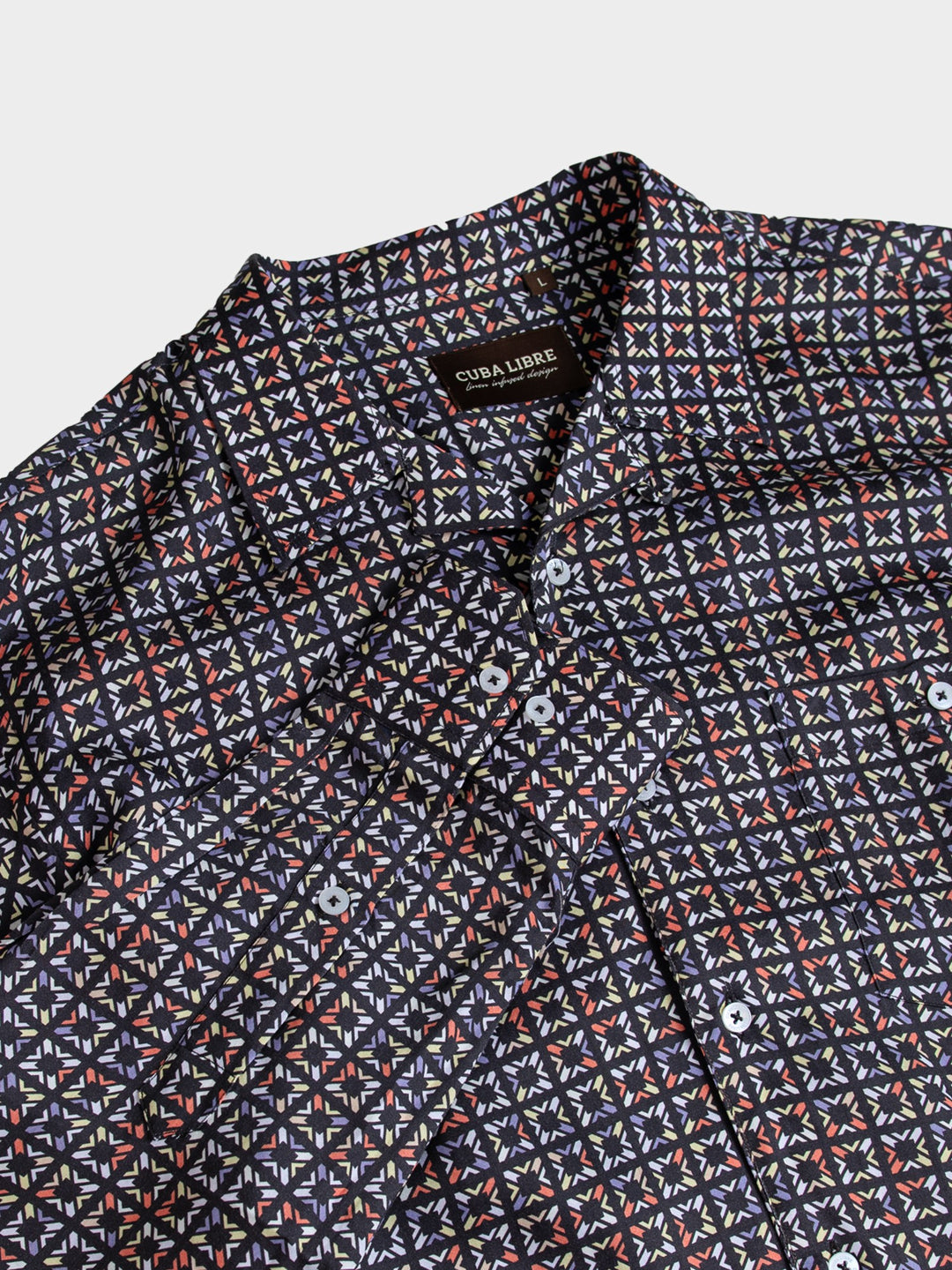 DeJuan Tencel Print Long Sleeve Shirt - Black - view 5