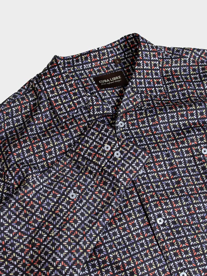DeJuan Tencel Print Long Sleeve Shirt - Black - view 5