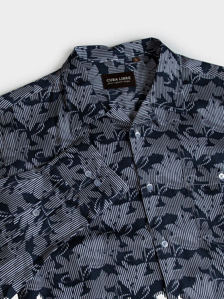 Miguel Tencel Print Long Sleeve Shirt - Black - view 5