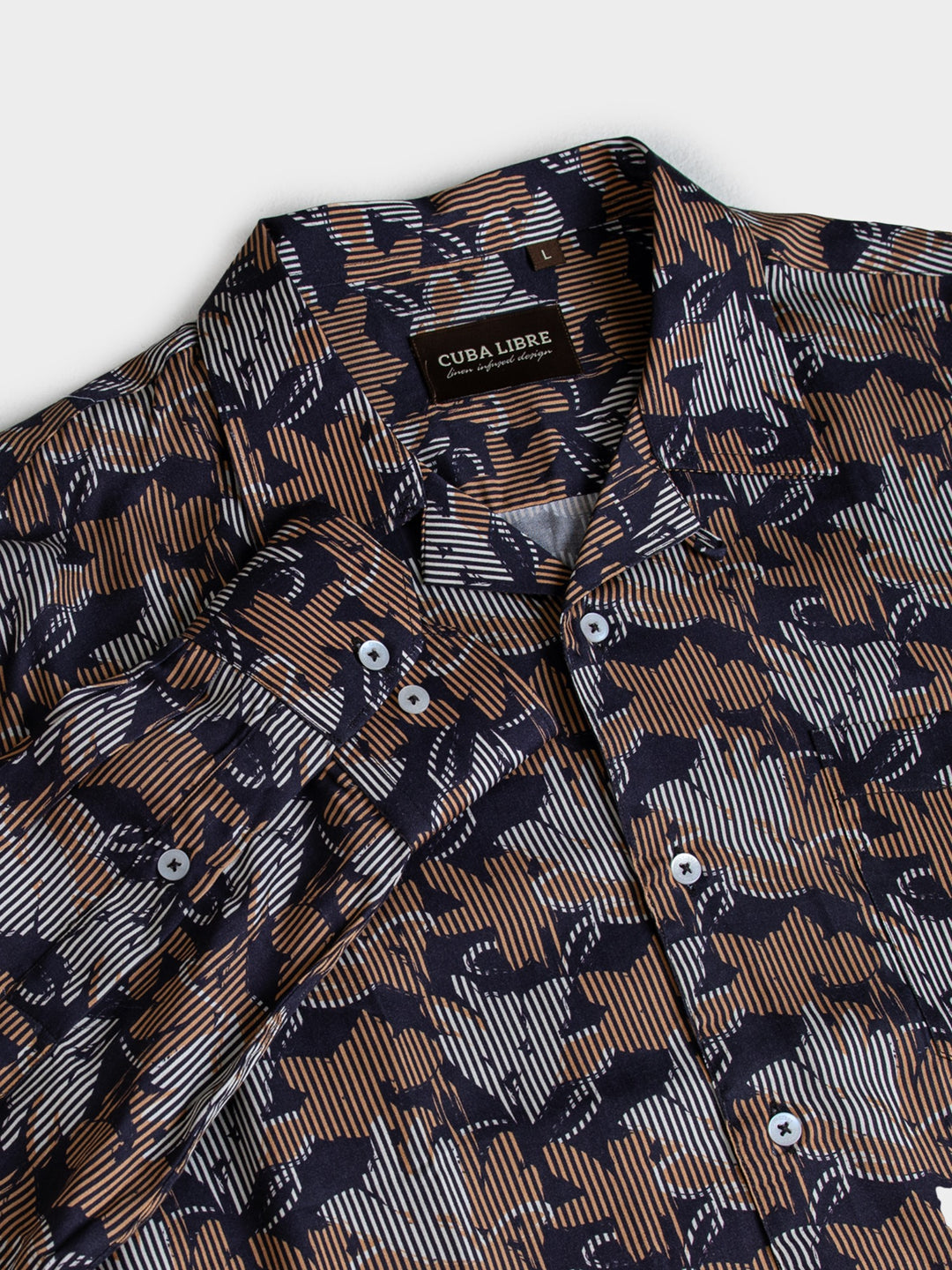 Mateo Tencel Print Long Sleeve Shirt - Walnut - view 5
