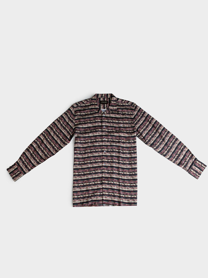 Mario Tencel Print Long Sleeve Shirt - Berry - view 4