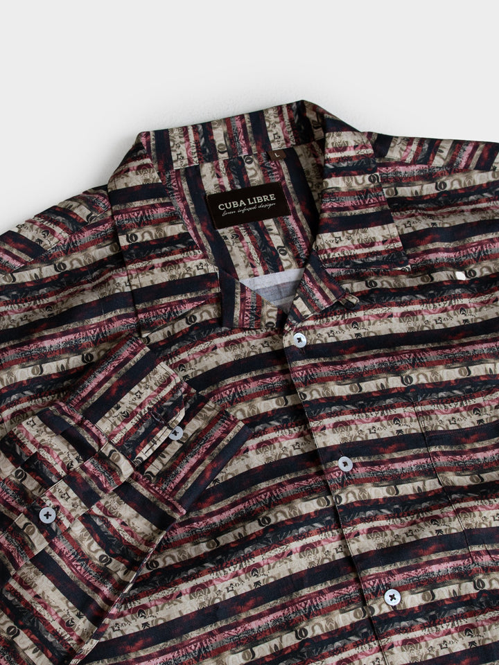 Mario Tencel Print Long Sleeve Shirt - Berry - view 5