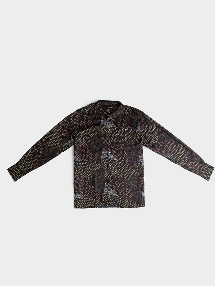 Raul Tencel Print Long Sleeve Shirt - Chocolate - view 4