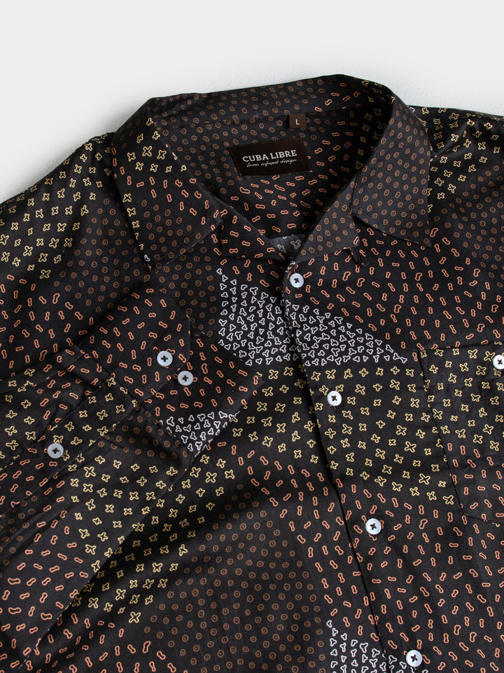Raul Tencel Print Long Sleeve Shirt - Chocolate - view 5