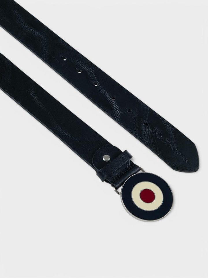 Distressed Target Buckle Belt (Leather) - Black - view 2