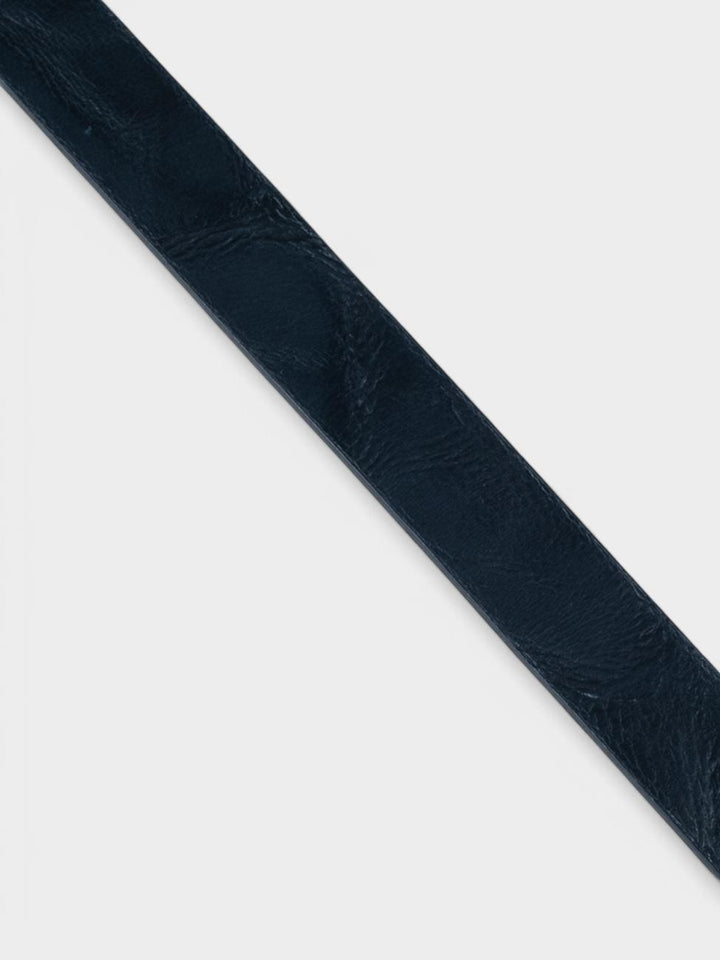 Distressed Target Buckle Belt (Leather) - Navy - view 3