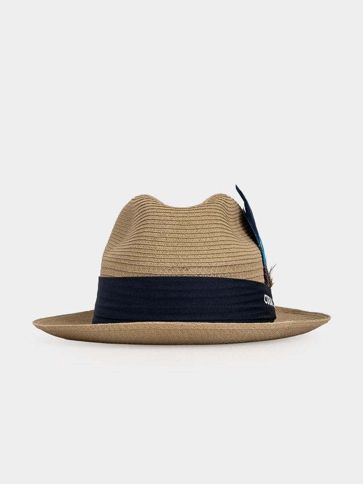 Cuba Libre Beige Fedora Straw Hat - back view highlighting handcrafted straw weave and navy band