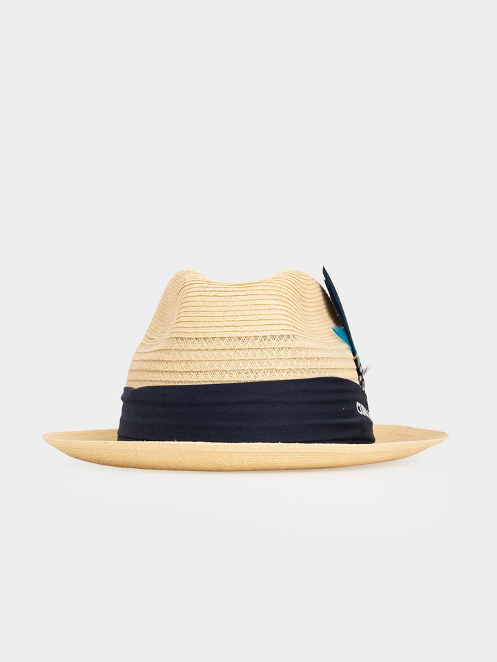 Cuba Libre Natural Straw Fedora Hat - back view highlighting handcrafted straw weave and navy band