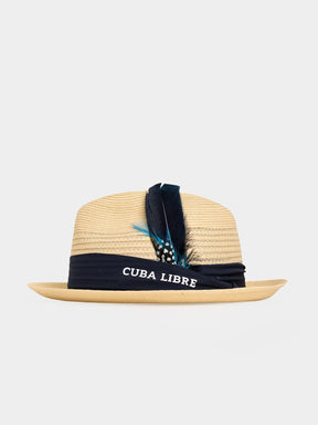 Cuba Libre Fedora Straw Hat in Natural - lightweight structured crown with wide brim and signature band with feather accent