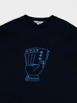 Ben Sherman Hidden Ace Tee in Navy - detailed close-up of the playing cards graphic print on chest