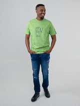 Ben Sherman Hidden Ace Tee in Piquant Green - angled close-up view of the ace card graphic tee