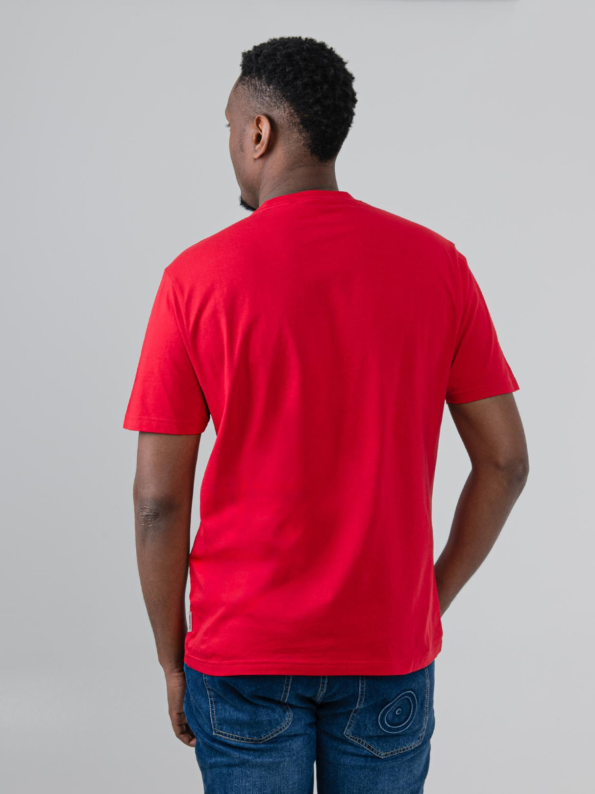 Ben Sherman Hidden Ace Tee in Red - back view of men's soft cotton graphic t-shirt