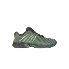 K-Swiss Hypercourt Express 2 men's tennis shoe in Sea Spray green, side view showing Durawrap Flex upper and lightweight design