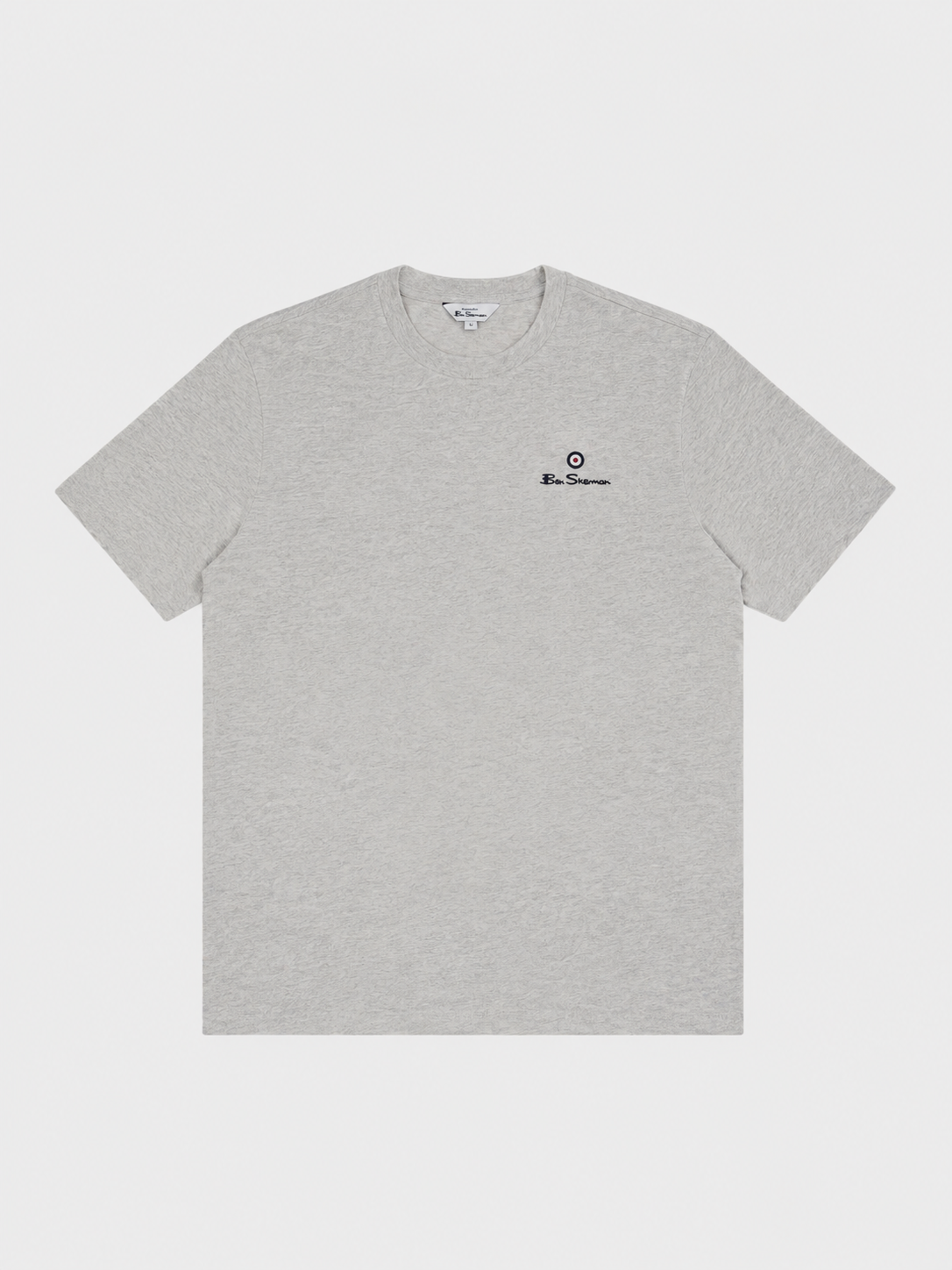 Ben Sherman Essential target print crew neck t-shirt in light grey melange – front view