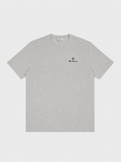 Ben Sherman Essential target print crew neck t-shirt in light grey melange – front view
