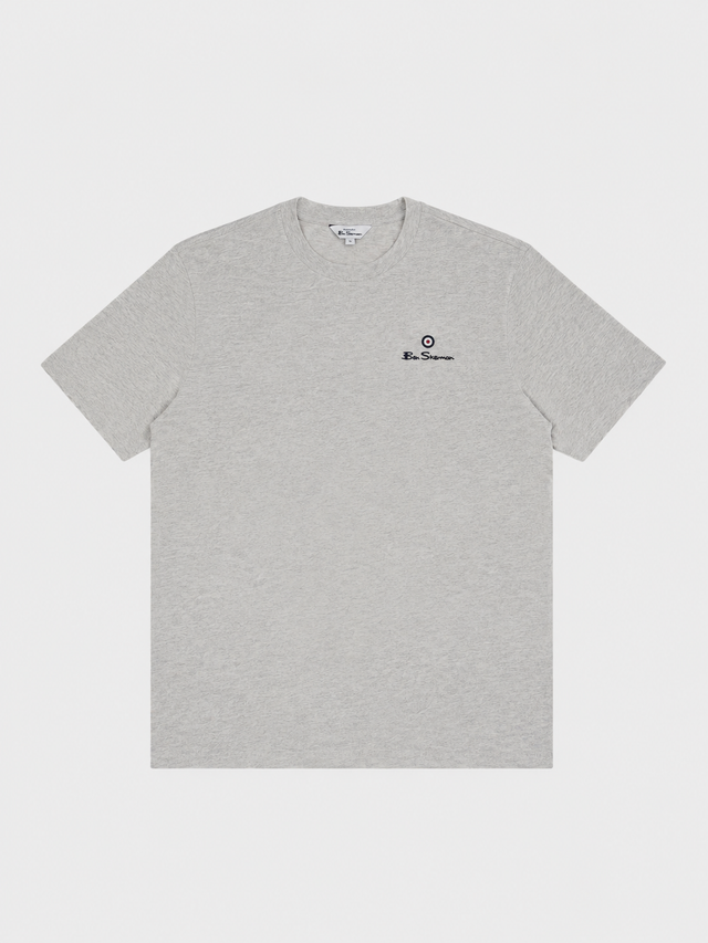 Ben Sherman Essential target print crew neck t-shirt in light grey melange – front view