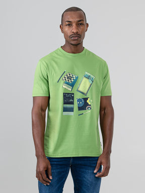 Ben Sherman Match Box T-Shirt in Piquant Green - front view on male model