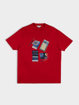 Ben Sherman Match Box T-Shirt in Red - flat lay showing matchbook graphic print design