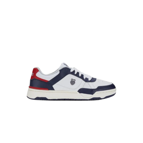 K-Swiss Match Pro Lth men's low-top leather sneaker in Peacoat, White and Samba – side profile view