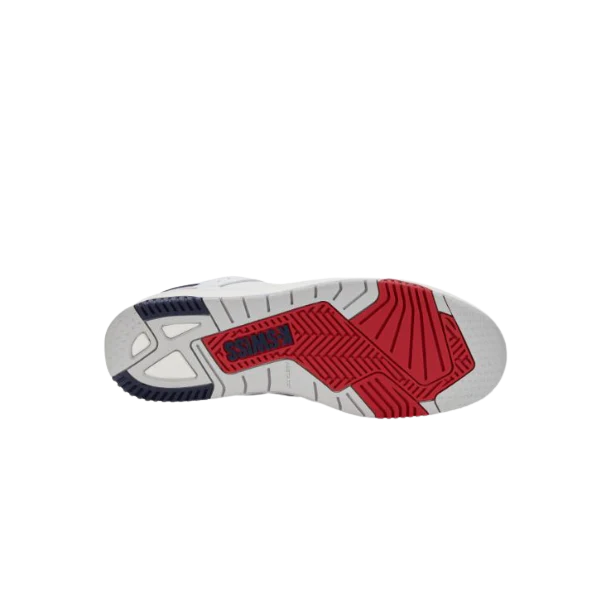K-Swiss Match Pro Leather sneaker sole detail – durable rubber outsole in red and white