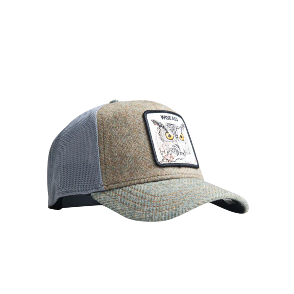 Moon Owl Plaid Trucker - Green Grey