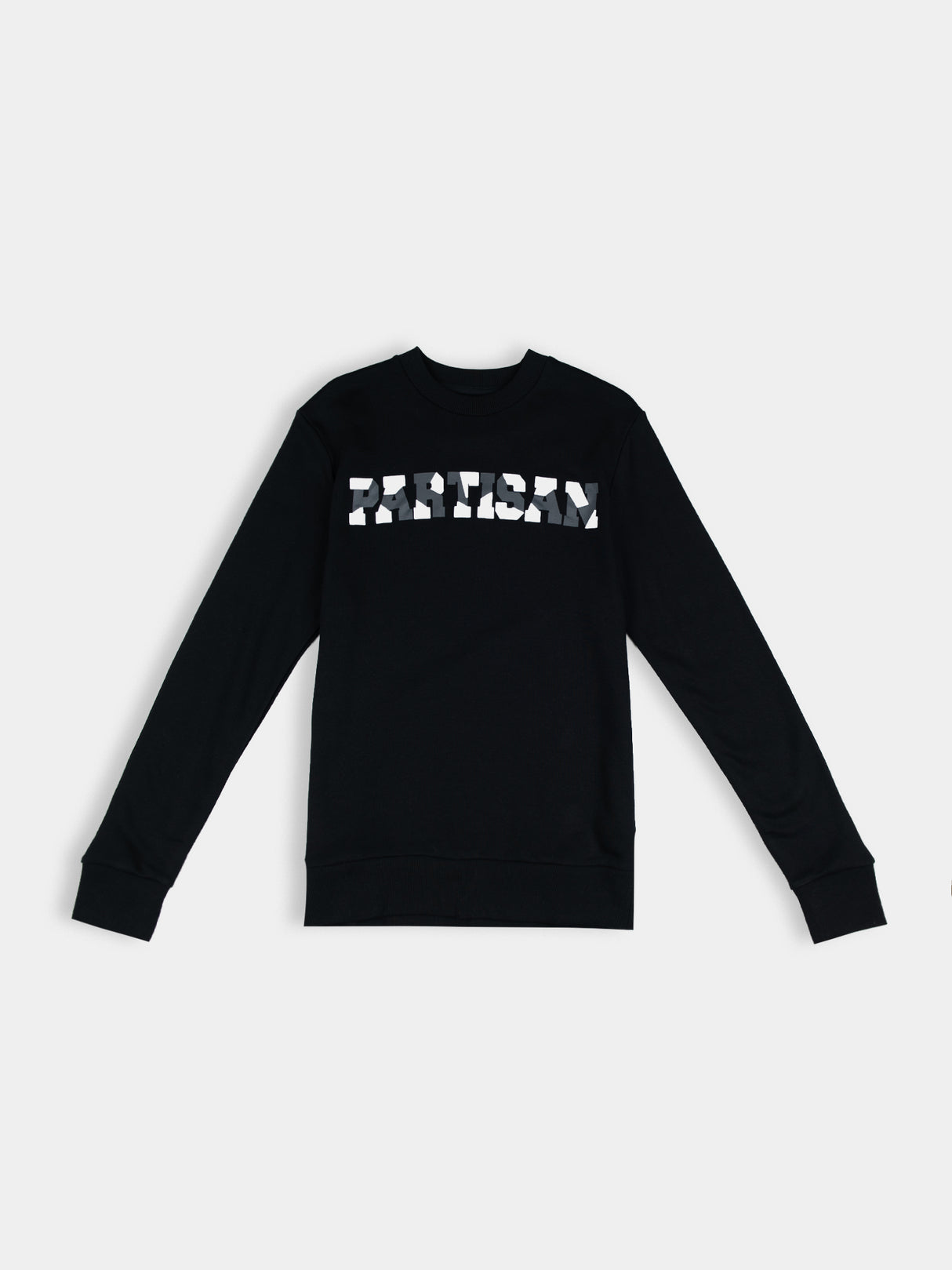 Partisan Twill Applique Crew Sweat - Black