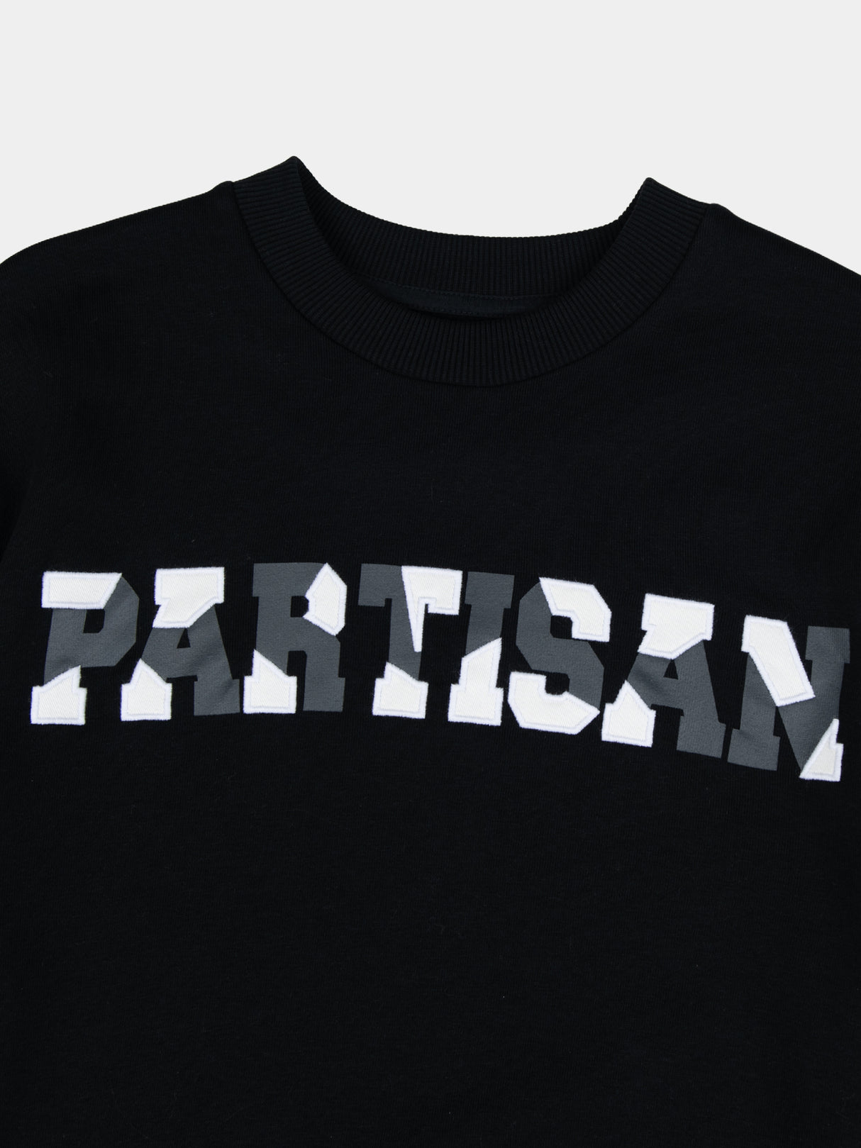 Partisan Twill Applique Crew Sweat - Black