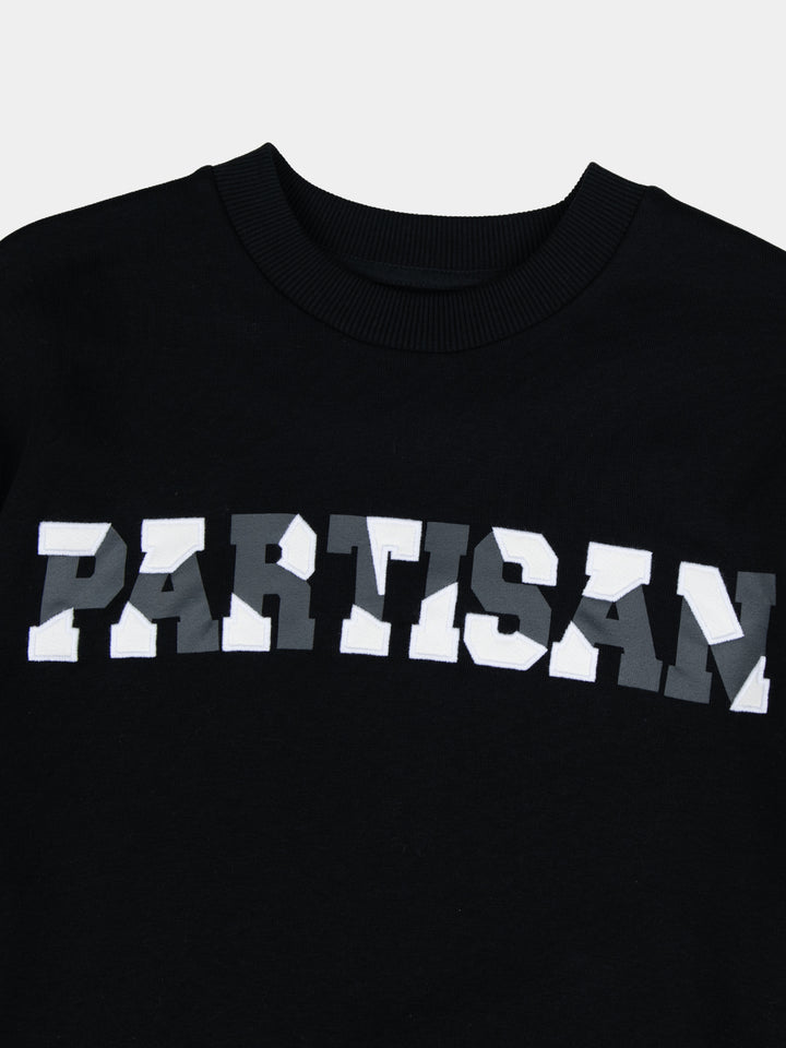 Partisan Twill Applique Crew Sweat - Black - view 2