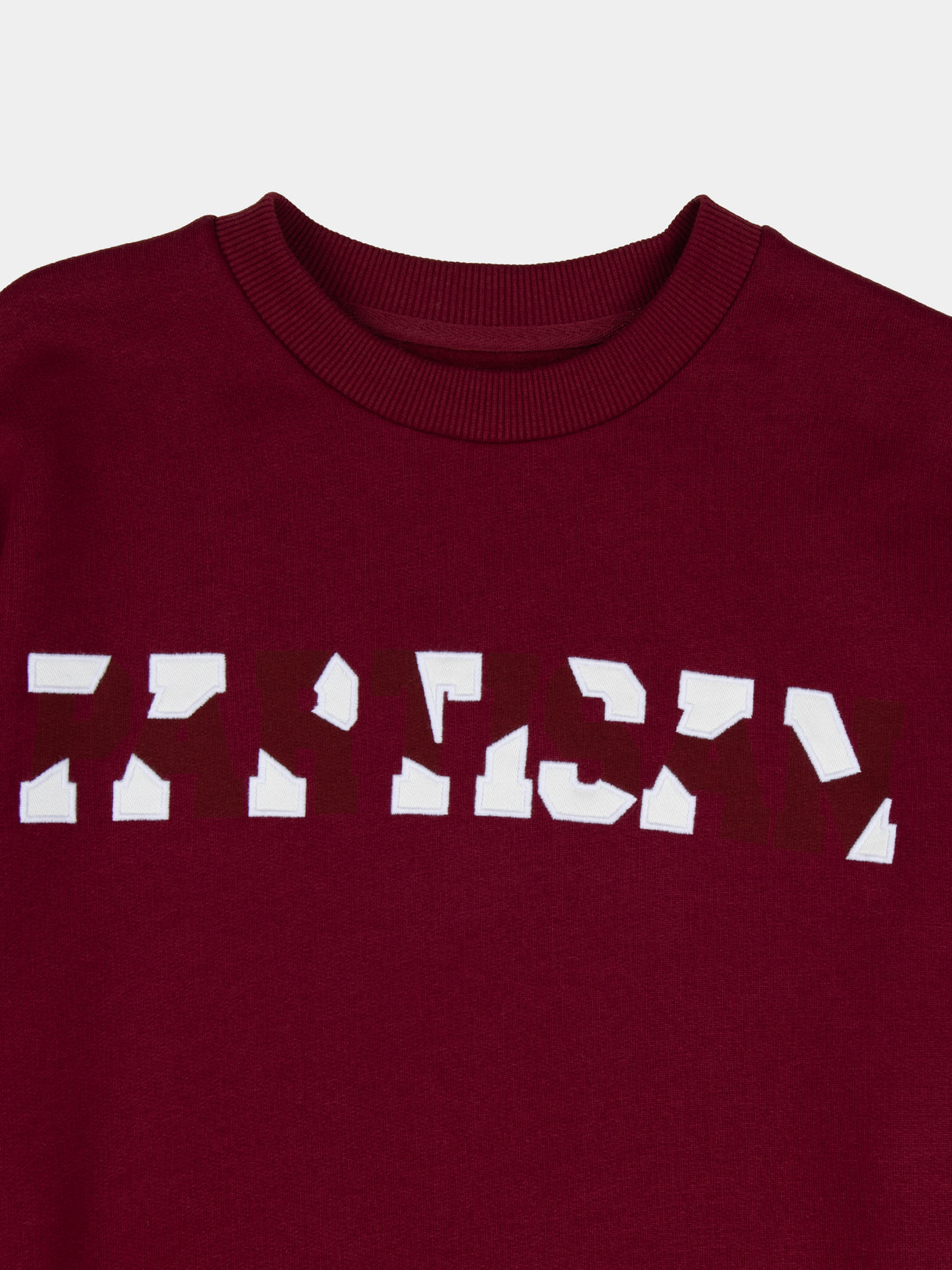 Partisan Twill Applique Crew Sweat - Burgundy