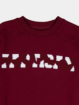 Partisan Twill Applique Crew Sweat - Burgundy