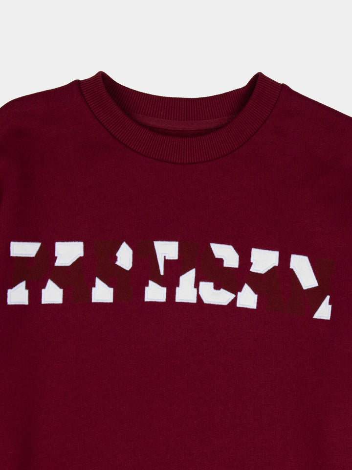 Partisan Twill Applique Crew Sweat - Burgundy - view 2