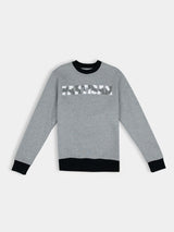 Partisan Twill Applique Crew Sweat - Mélange Grey