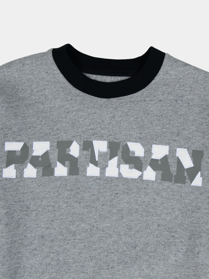 Partisan Twill Applique Crew Sweat - Mélange Grey - view 2