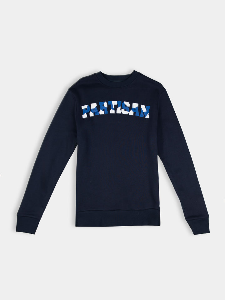 Partisan Twill Applique Crew Sweat - Navy