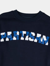 Partisan Twill Applique Crew Sweat - Navy