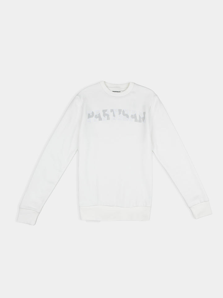 Partisan Twill Applique Crew Sweat - White