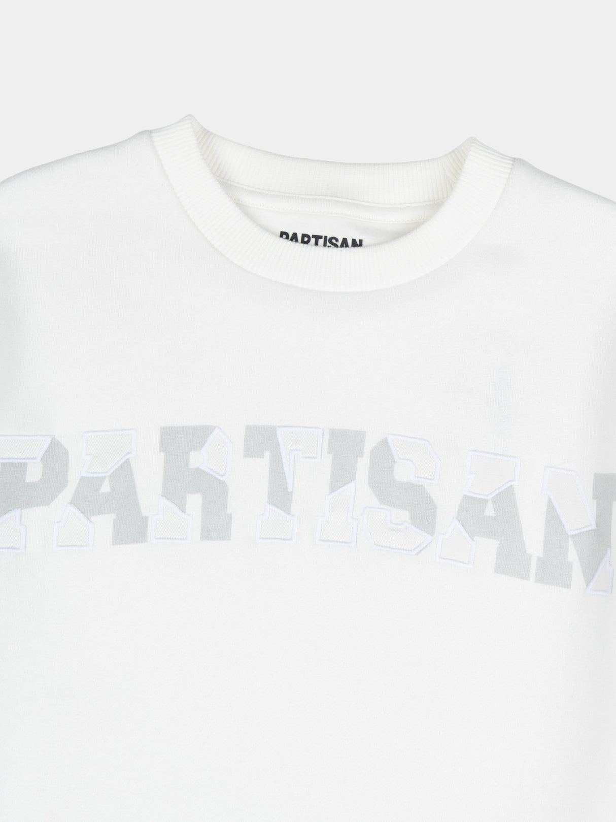 Partisan Twill Applique Crew Sweat - White