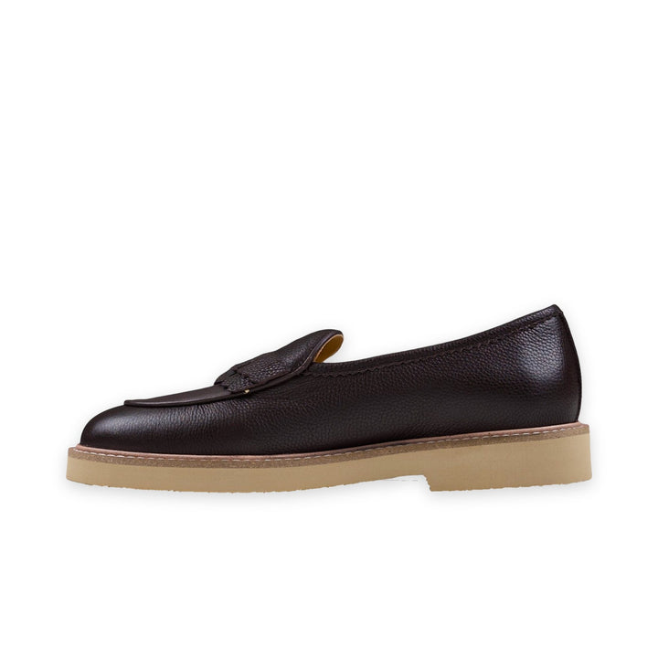WINDSOR FRINGE LEATHER SLIP ON - COFFEE