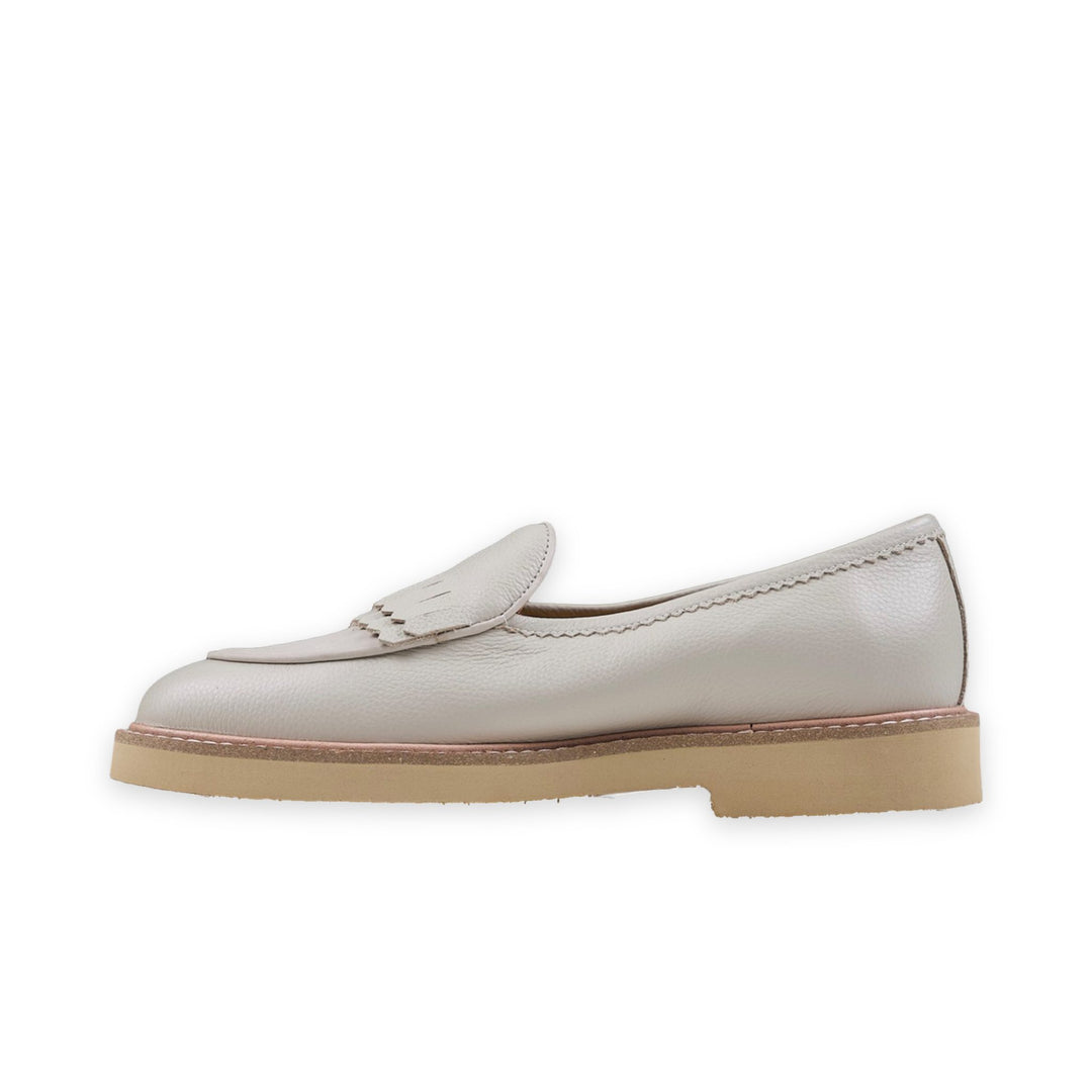 WINDSOR FRINGE LEATHER SLIP ON - IVORY