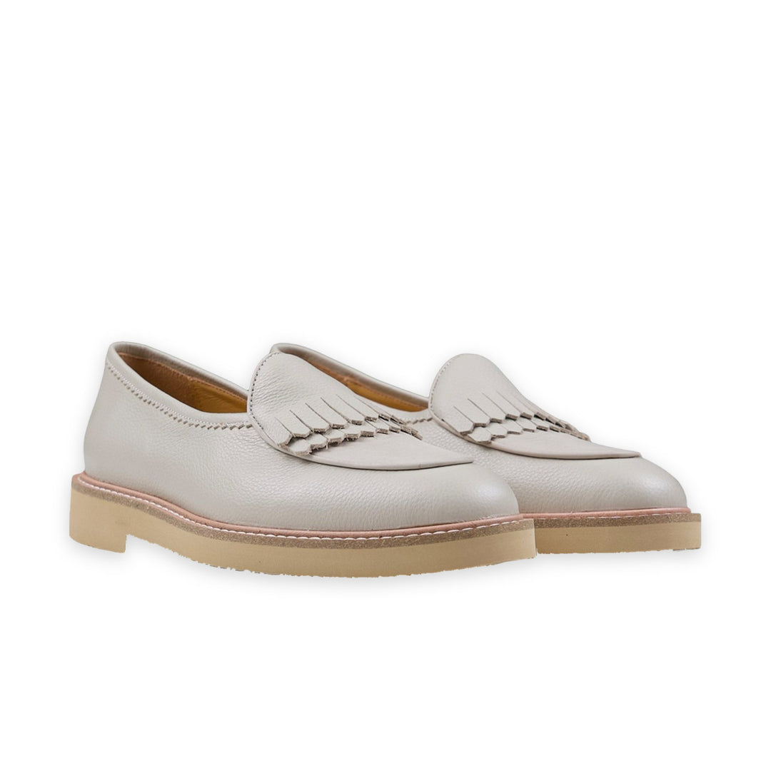 WINDSOR FRINGE LEATHER SLIP ON - IVORY