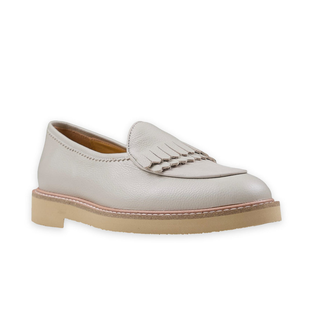 WINDSOR FRINGE LEATHER SLIP ON - IVORY