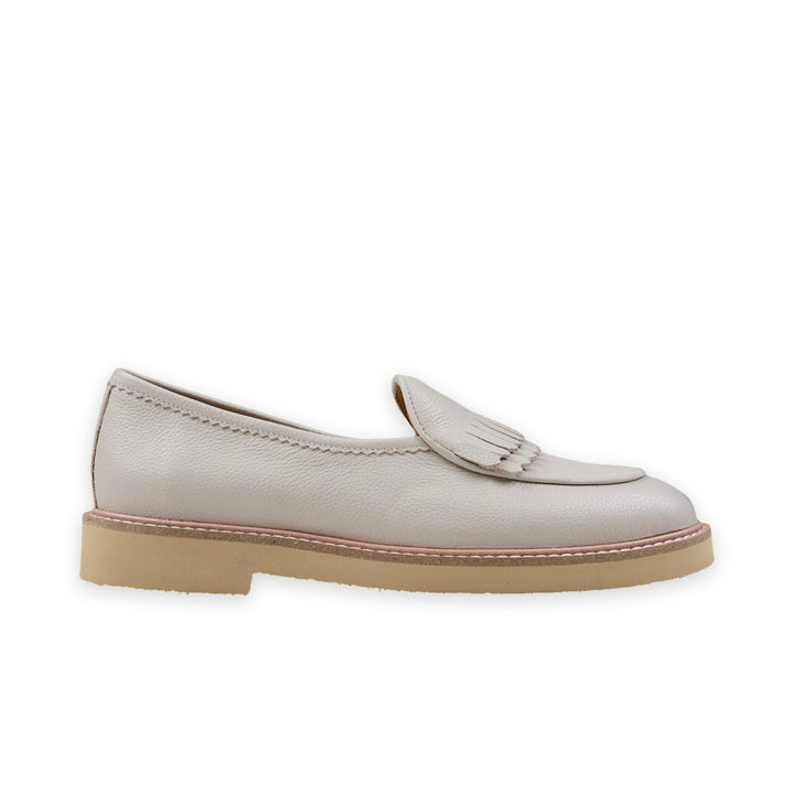 WINDSOR FRINGE LEATHER SLIP ON - IVORY