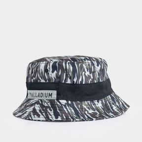 Palladium Vintage Bucket Hat in Grey camo print with contrast band - front view