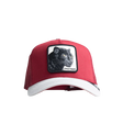 Red cap with a black panther patch